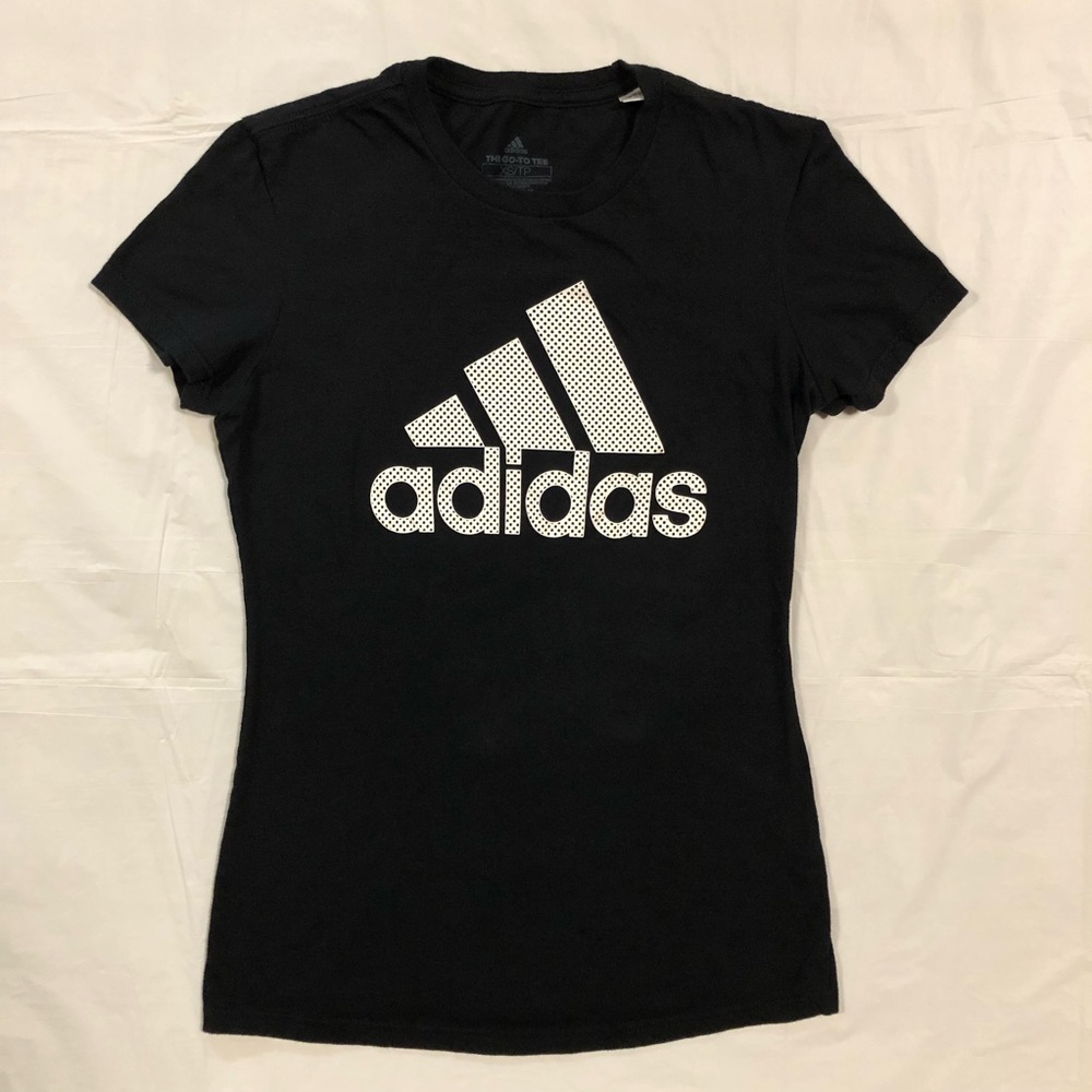 Adidas Women’s Short Sleeve 100% Cotton Black Graphic T-shirt size XS